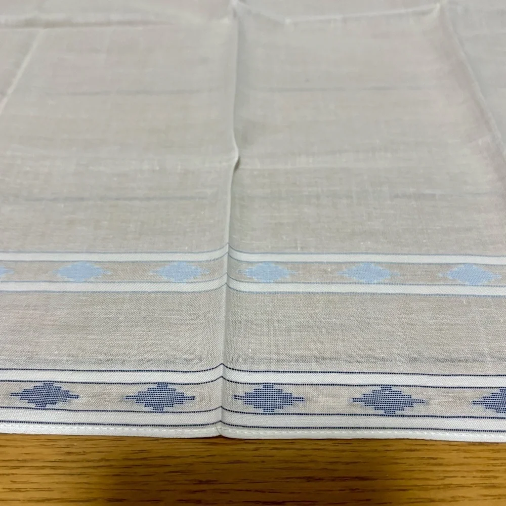 Celine Ivory and Sky Blue Unisex Handkerchief/Bandana 48cm x 47cm